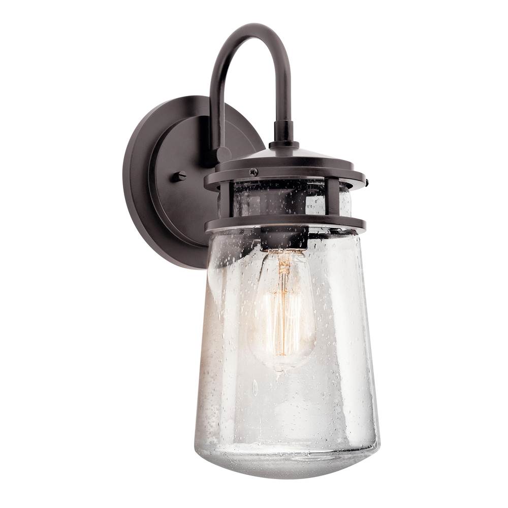 KICHLER 49445AZ Lyndon 15" 1 Light Wall Light Clear Seeded Glass Architectural Bronze