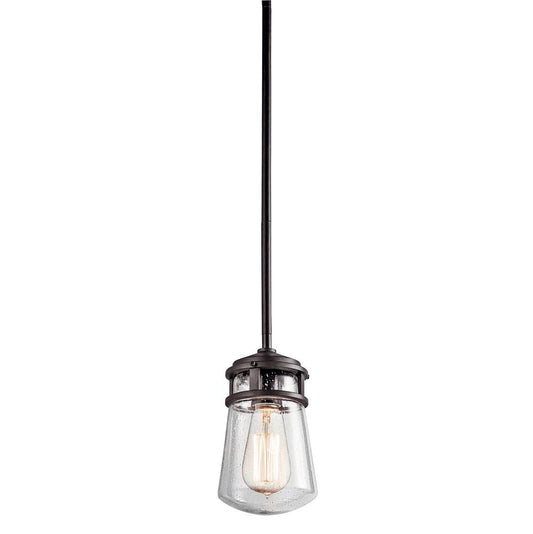 KICHLER 49446AZ Lyndon 9.5" 1 Light Pendant with Clear Seeded Glass Architectural Bronze