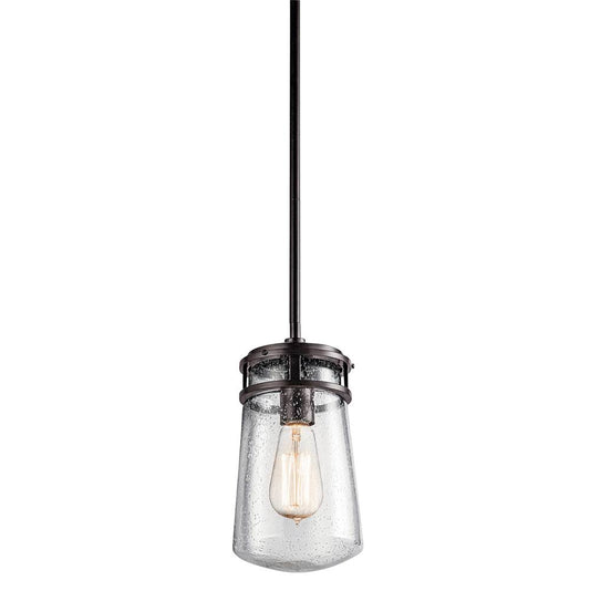 KICHLER 49447AZ Lyndon 11.75" 1 Light Pendant with Clear Seeded Glass Architectural Bronze
