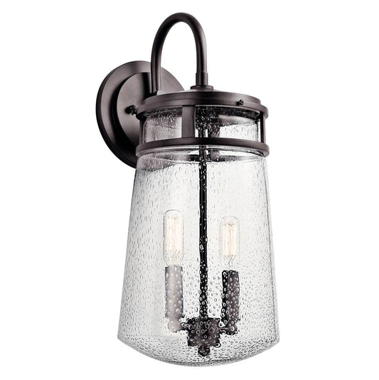 KICHLER 49496AZ Lyndon 18.25" 2 Light Wall Light with Clear Seeded Glass Architectural Bronze