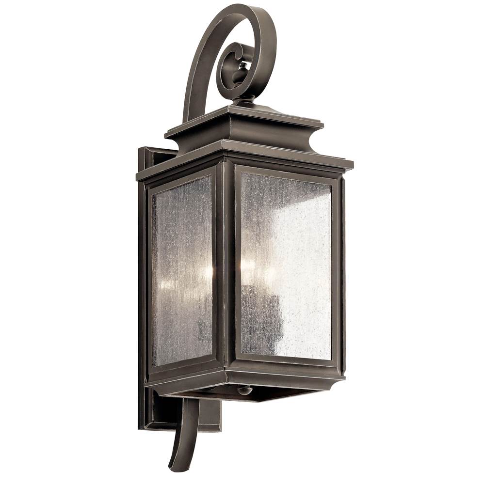KICHLER 49502OZ Wiscombe Park 21.75" 3 Light Outdoor Wall Light with Clear Seeded Glass in Olde Bronze