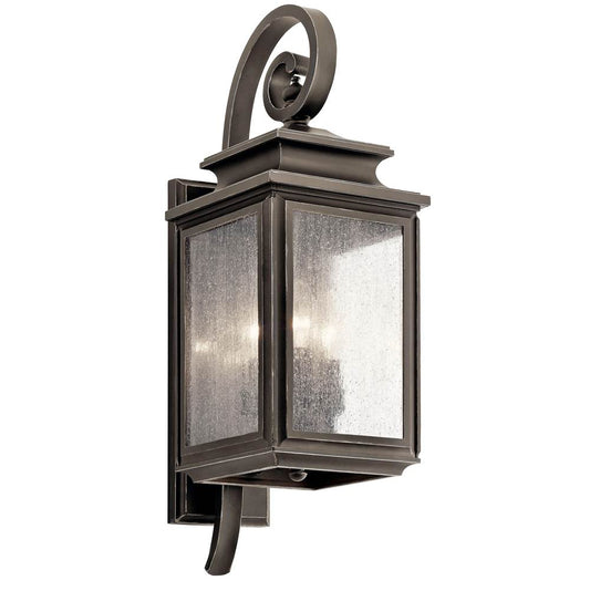 KICHLER 49502OZ Wiscombe Park 21.75" 3 Light Outdoor Wall Light with Clear Seeded Glass in Olde Bronze
