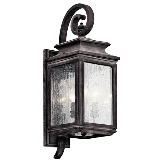 KICHLER 49502WZC Wiscombe Park 21.75" 3 Light Outdoor Wall Light with Clear Seeded Glass in Weathered Zinc