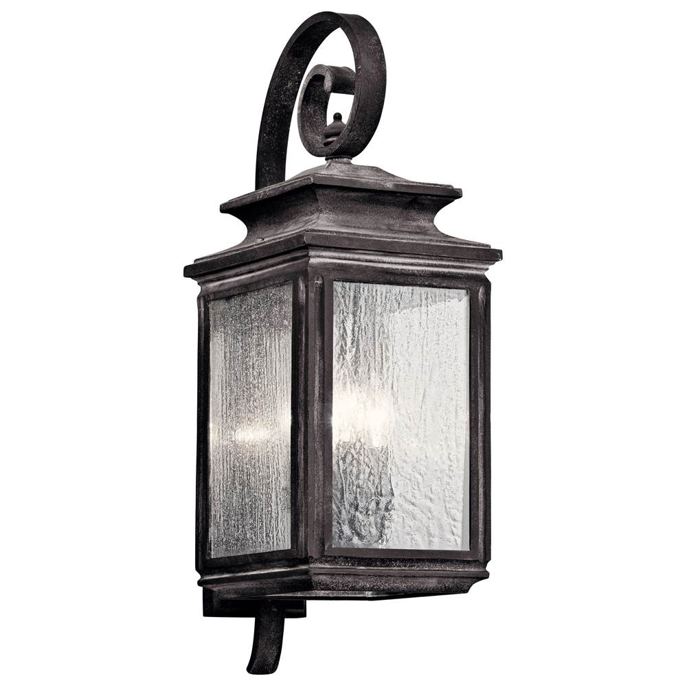 KICHLER 49503WZC Wiscombe Park 26.25" 4 Light Outdoor Wall Light with Clear Seeded Glass in Weathered Zinc