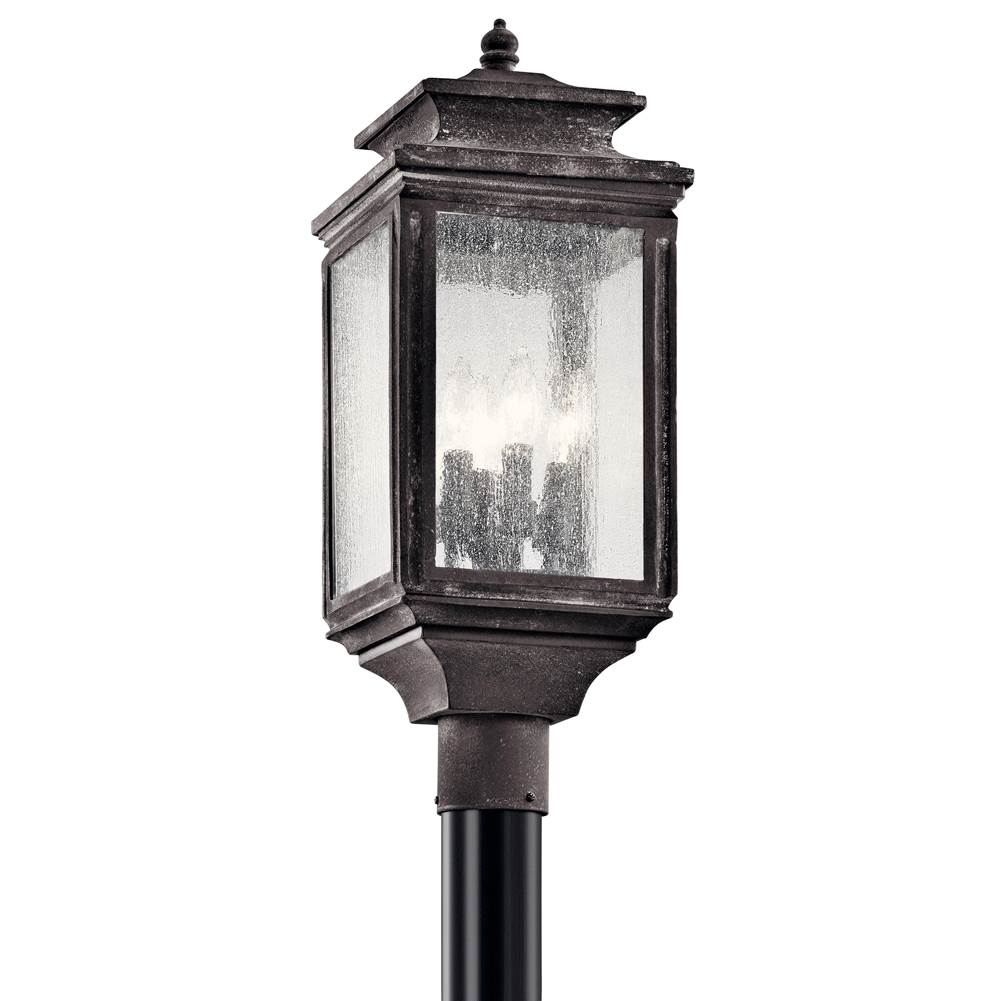KICHLER 49506WZC Wiscombe Park 23.25" 4 Light Outdoor Post Light with Clear Seeded Glass in Weathered Zinc