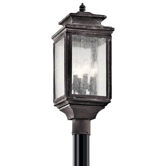 KICHLER 49506WZC Wiscombe Park 23.25" 4 Light Outdoor Post Light with Clear Seeded Glass in Weathered Zinc