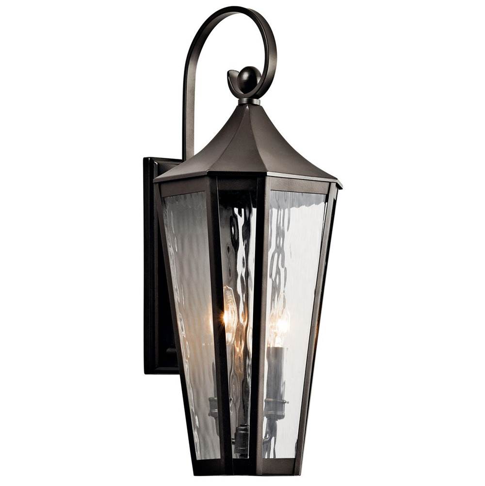KICHLER 49513OZ Rochdale 24.75" 2 Light Outdoor Wall Light with Rain Glass in Olde Bronze