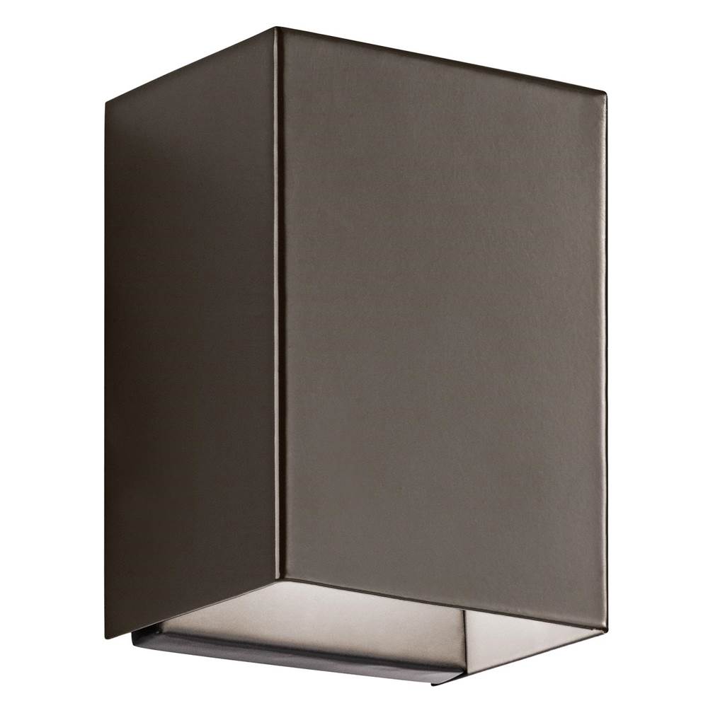 KICHLER 49550AZLED Walden 7.25" LED Outdoor Wall Light with Clear Tempered Glass With Inside Etch and Architectural Bronze