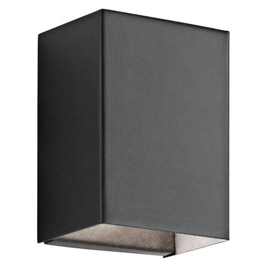 KICHLER 49550BKTLED Walden 7.25" LED Outdoor Wall Light with Clear Tempered Glass With Inside Etch and Textured Black