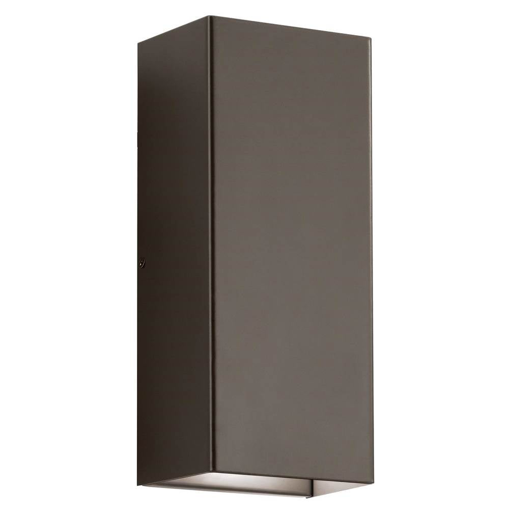 KICHLER 49551AZLED Walden 12" LED Outdoor Wall Light with Clear Tempered Glass With Inside Etch and Architectural Bronze