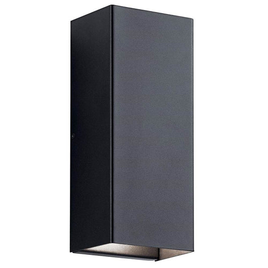 KICHLER 49551BKTLED Walden 12" LED Outdoor Wall Light with Clear Tempered Glass With Inside Etch and Textured Black
