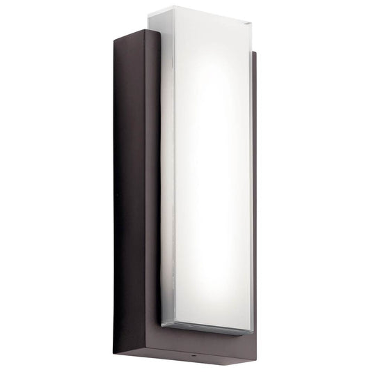KICHLER 49557AZLED Dahlia 18.75" LED Outdoor Wall Light with White Glass Architectural Bronze