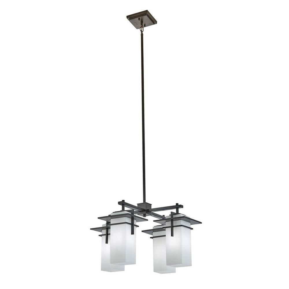 KICHLER 49638OZ Caterham 12.75 inch 4 Light Chandelier with Satin Etched Cased Opal Glass in Olde Bronze