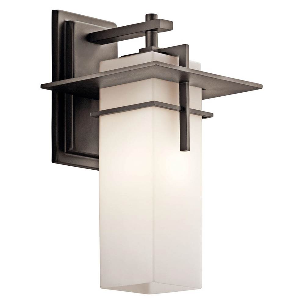 KICHLER 49643OZ Caterham 14.75 inch 1 Light Outdoor Wall Light with Satin Etched Cased Opal Glass in Olde Bronze