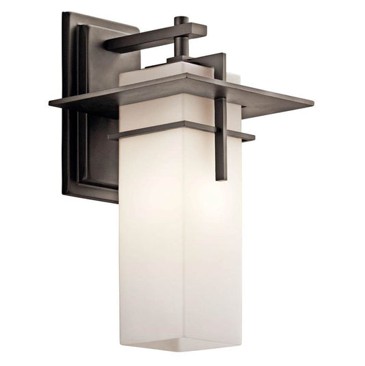 KICHLER 49643OZ Caterham 14.75 inch 1 Light Outdoor Wall Light with Satin Etched Cased Opal Glass in Olde Bronze