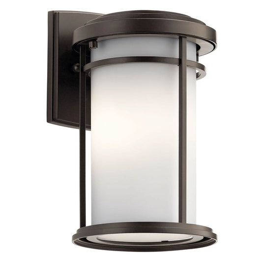 KICHLER 49686OZ Toman 10.25" 1 Light Outdoor Wall Light with Satin Etched Glass in Olde Bronze