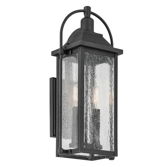 KICHLER 49714BKT Harbor Row 18.5" 2-Light Outdoor Wall Light with Clear Seeded Glass in Textured Black
