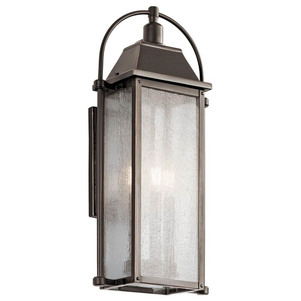 KICHLER 49715OZ Harbor Row 23.25" 3 Light Outdoor Wall Light with Clear Seeded Glass in Olde Bronze
