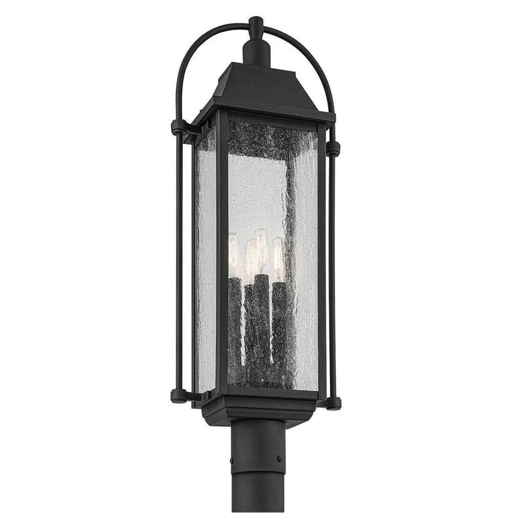 KICHLER 49717BKT Harbor Row 27.25" 4-Light Outdoor Post Light with Clear Seeded Glass in Textured Black