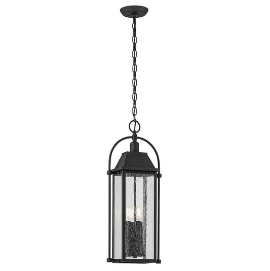 KICHLER 49718BKT Harbor Row 25.75" 4-Light Outdoor Hanging Light with Clear Seeded Glass in Textured Black