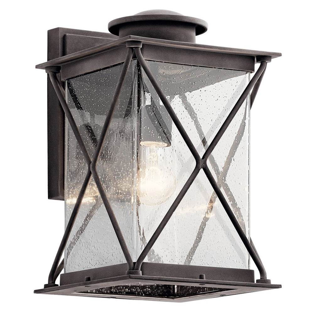 KICHLER 49745WZC Argyle 15" 1 Light Outdoor Wall Light with Clear Seeded Glass in Weathered Zinc