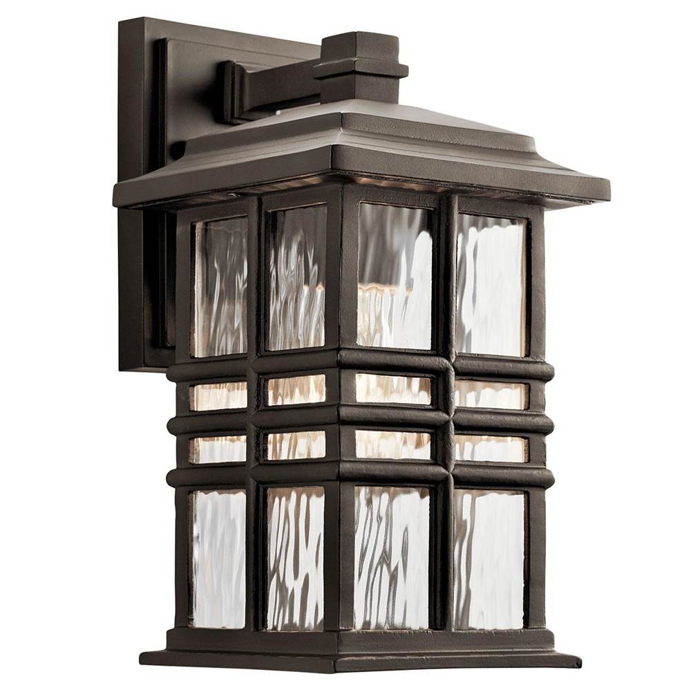 KICHLER 49829OZ Beacon Square 12" 1 Light Outdoor Wall Light with Clear Hammered Glass in Olde Bronze