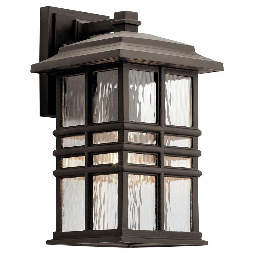 KICHLER 49830OZ Beacon Square 14.25" 1 Light Outdoor Wall Light with Clear Hammered Glass in Olde Bronze