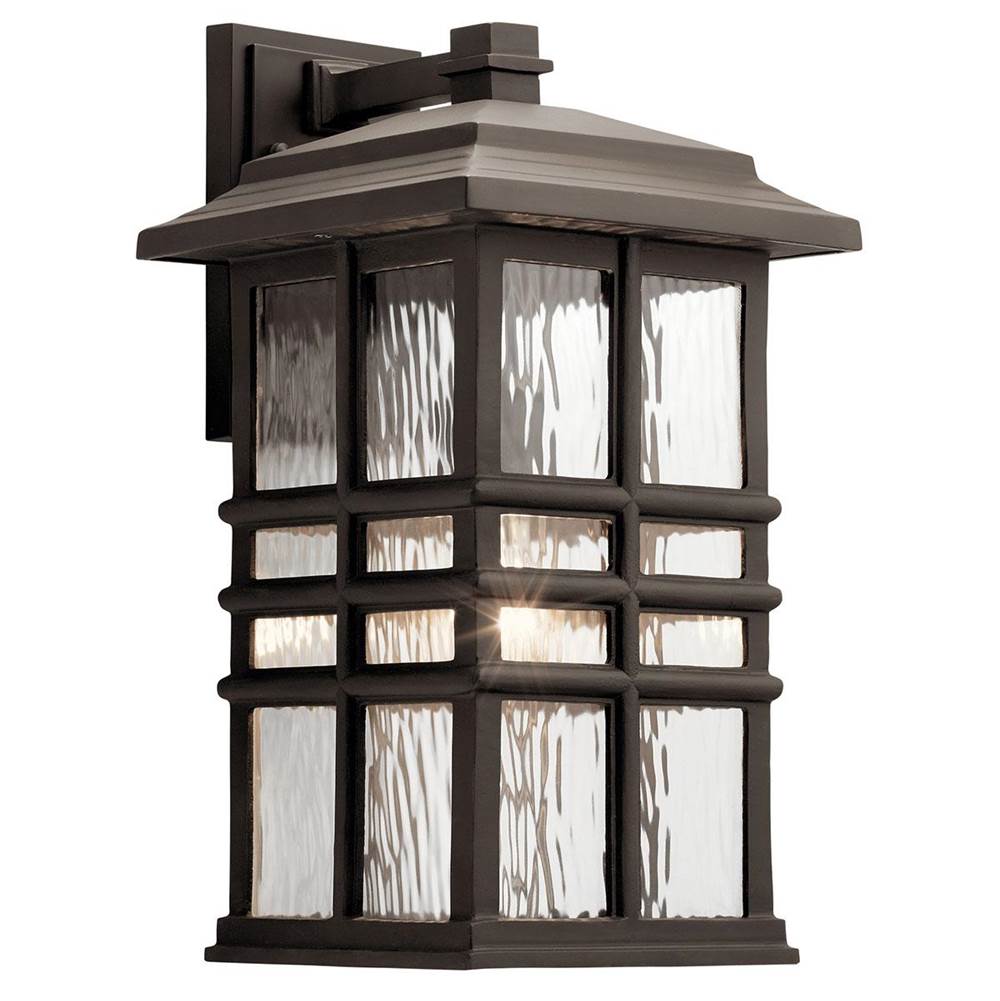 KICHLER 49831OZ Beacon Square 17.5" 1 Light Outdoor Wall Light with Clear Hammered Glass in Olde Bronze