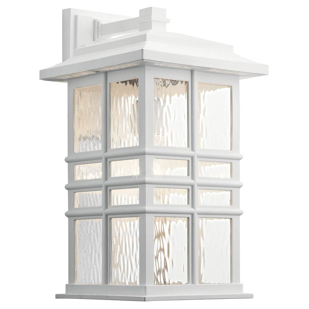 KICHLER 49831WH Beacon Square 17.5" 1 Light Outdoor Wall Light with Clear Hammered Glass in White