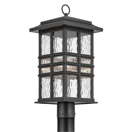 KICHLER 49832BKT Beacon Square 20.75" 1-Light Outdoor Post Light with Clear Hammered Glass in Textured Black