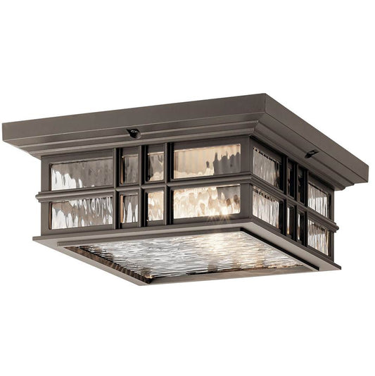 KICHLER 49834OZ Beacon Square CLIMATES 2 Light Flush Mount Olde Bronze