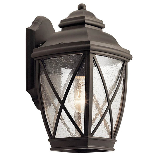 KICHLER 49841OZ Tangier 13.5" 1 Light Outdoor Wall Light with Clear Seeded Glass in Olde Bronze