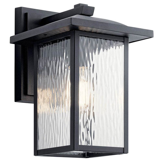 KICHLER 49925BKT Capanna 13.25" 1 Light Outdoor Wall Light with Clear Water Glass in Textured Black