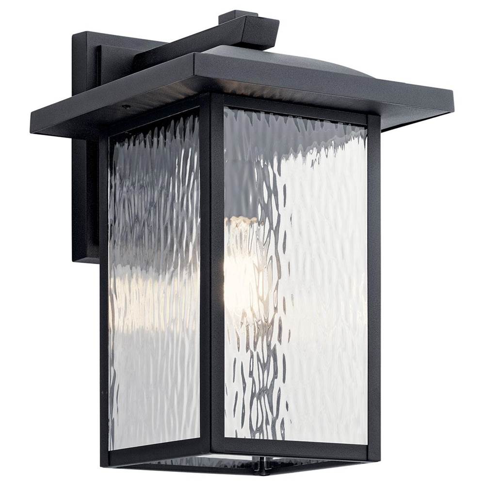 KICHLER 49926BKT Capanna 16" 1 Light Outdoor Wall Light with Clear Water Glass in Textured Black