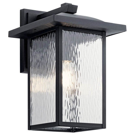 KICHLER 49926BKT Capanna 16" 1 Light Outdoor Wall Light with Clear Water Glass in Textured Black