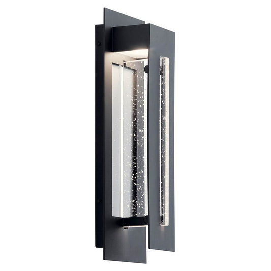 KICHLER 49945BKTLED River Path 17.5" LED Outdoor Wall Light with Clear Seeded Glass in Textured Black