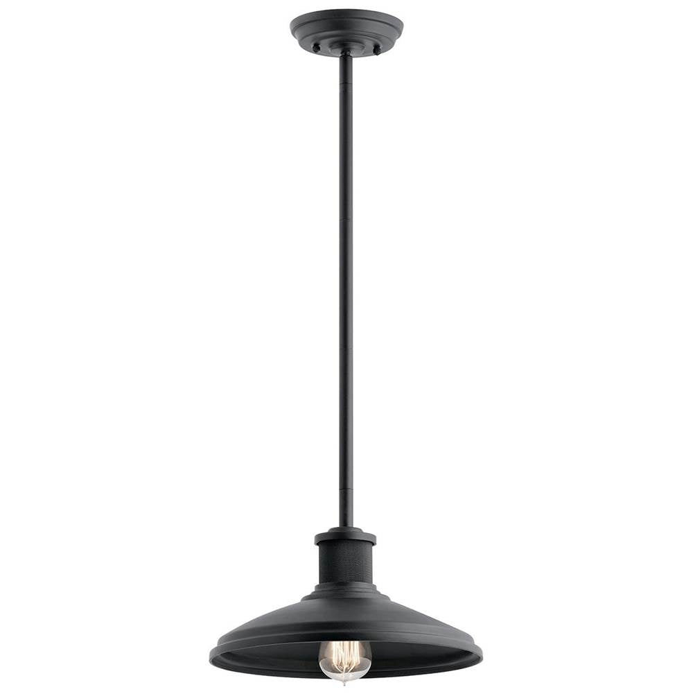 KICHLER 49982BKT Allenbury 12" 1 Light Outdoor Convertible Pendant Light with Textured Black