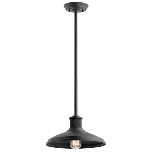 KICHLER 49982BKT Allenbury 12" 1 Light Outdoor Convertible Pendant Light with Textured Black