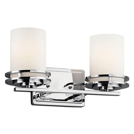 KICHLER 5077CH Hendrik 14.5" 2 Light Vanity Light with Satin Etched Cased Opal Chrome
