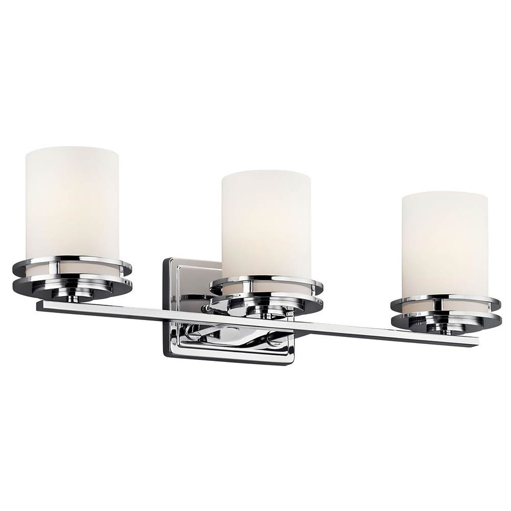KICHLER 5078CH Hendrik 24" 3 Light Vanity Light with Satin Etched Cased Opal Glass Chrome