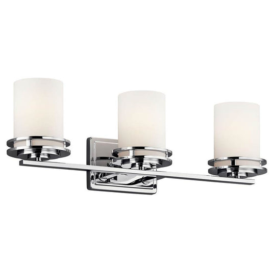 KICHLER 5078CH Hendrik 24" 3 Light Vanity Light with Satin Etched Cased Opal Glass Chrome