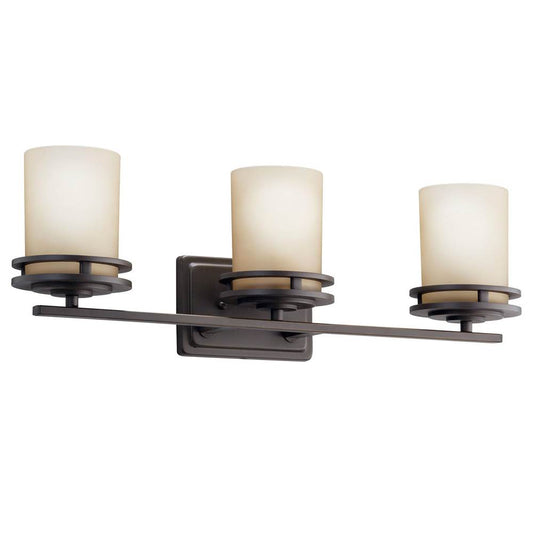 KICHLER 5078OZ Hendrik 24" 3 Light Vanity Light with Light Umber Etched Glass Olde Bronze