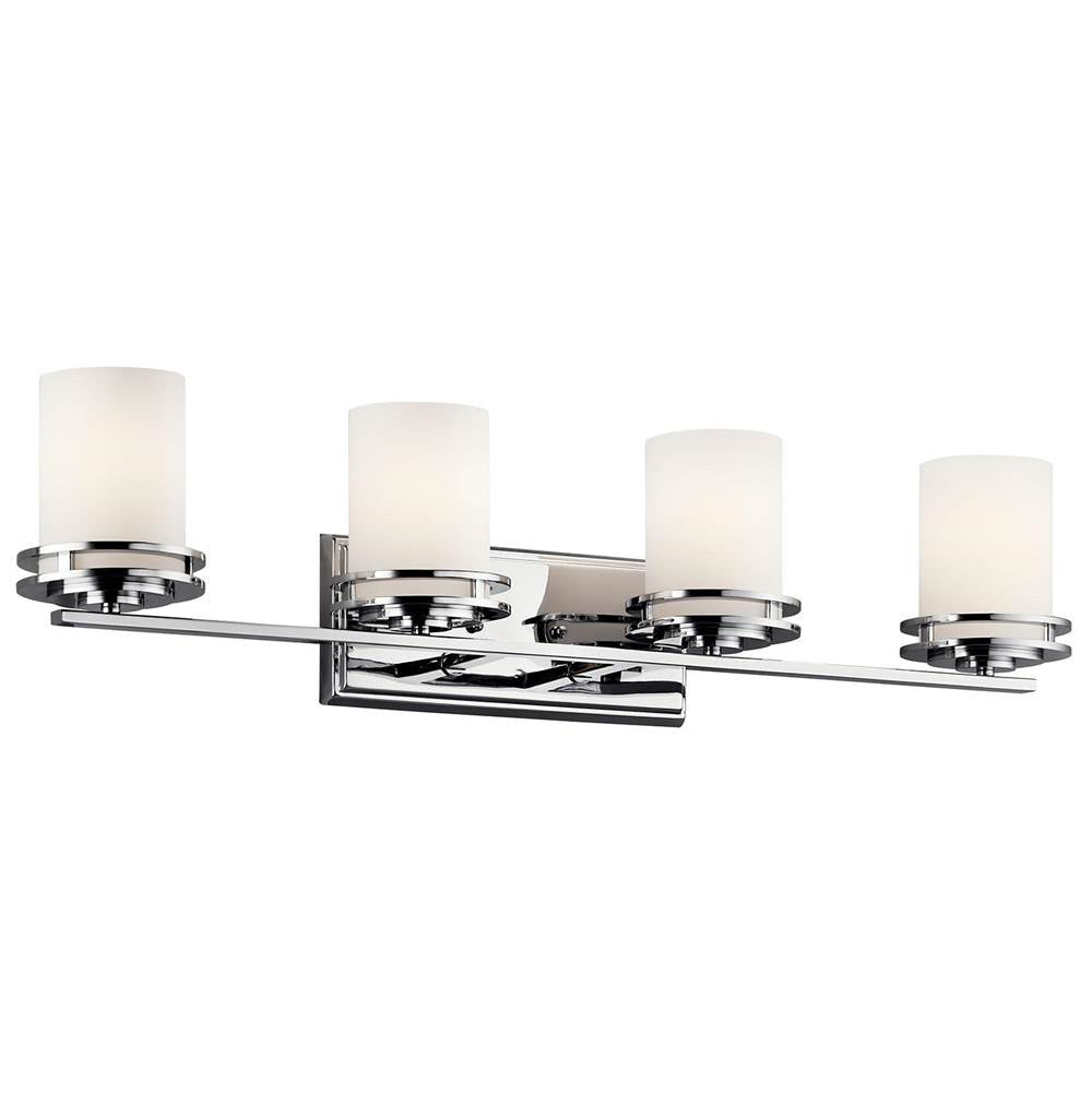 KICHLER 5079CH Hendrik 33.75" 4 Light Vanity Light with Satin Etched Cased Opal Chrome