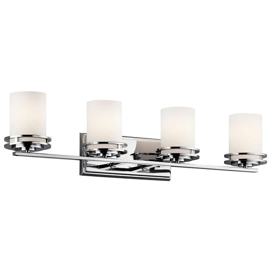 KICHLER 5079CH Hendrik 33.75" 4 Light Vanity Light with Satin Etched Cased Opal Chrome