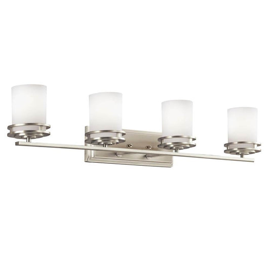 KICHLER 5079NI Hendrik 33.75" 4 Light Vanity Light with Satin Etched Cased Opal Brushed Nickel