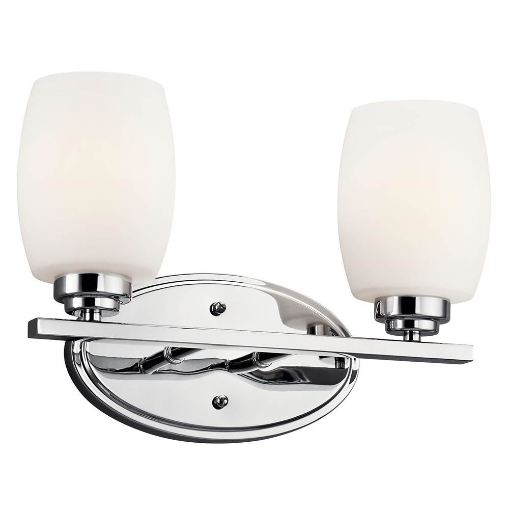 KICHLER 5097CH Eileen 14.25" 2 Light Vanity Light with Satin Etched Cased Opal Glass in Chrome