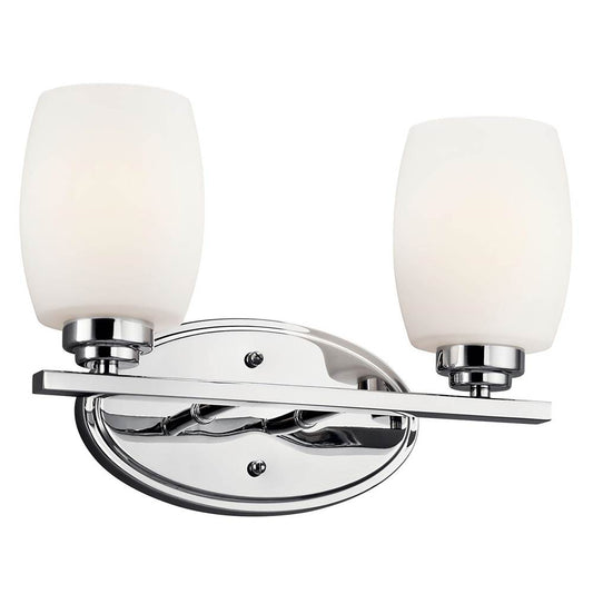 KICHLER 5097CH Eileen 14.25" 2 Light Vanity Light with Satin Etched Cased Opal Glass in Chrome