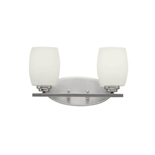 KICHLER 5097NI Eileen 14.25" 2 Light Vanity Light with Satin Etched Cased Opal Glass in Brushed Nickel