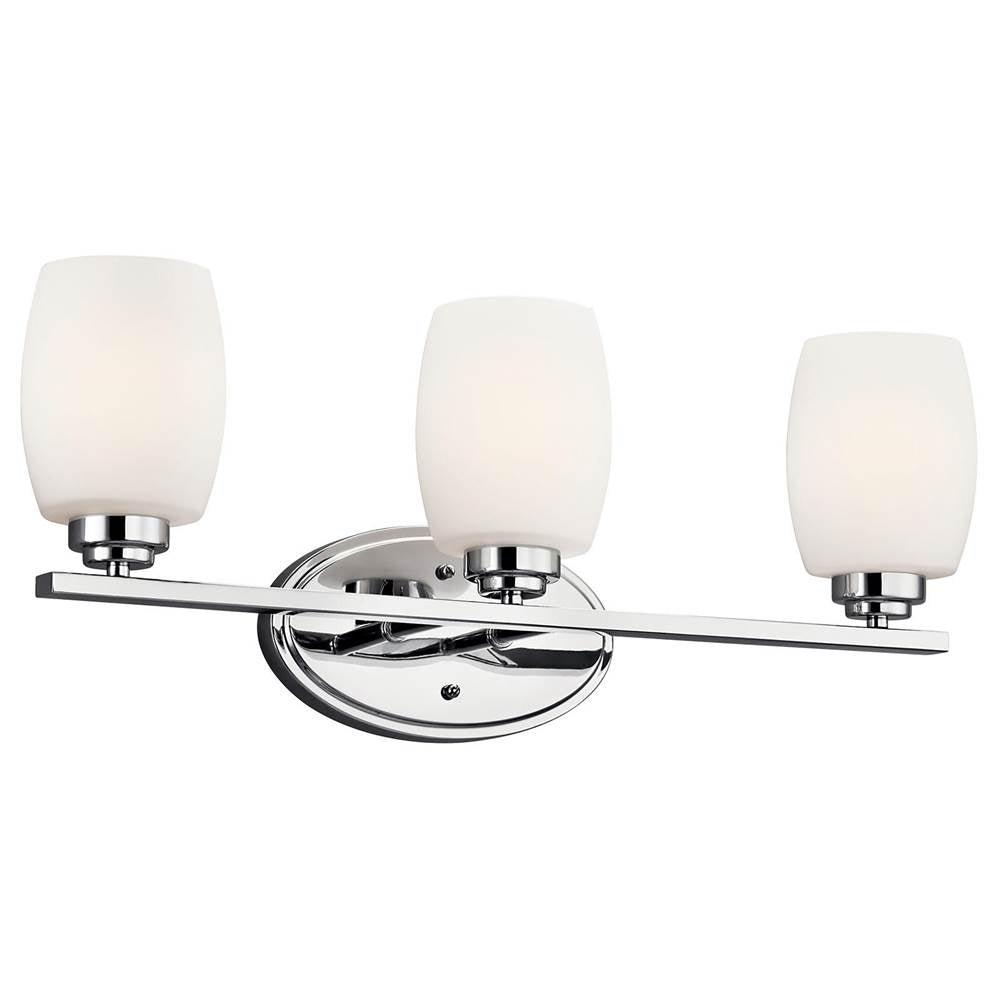 KICHLER 5098CH Eileen 24" 3 Light Vanity Light with Satin Etched Cased Opal Glass in Chrome