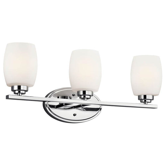 KICHLER 5098CH Eileen 24" 3 Light Vanity Light with Satin Etched Cased Opal Glass in Chrome